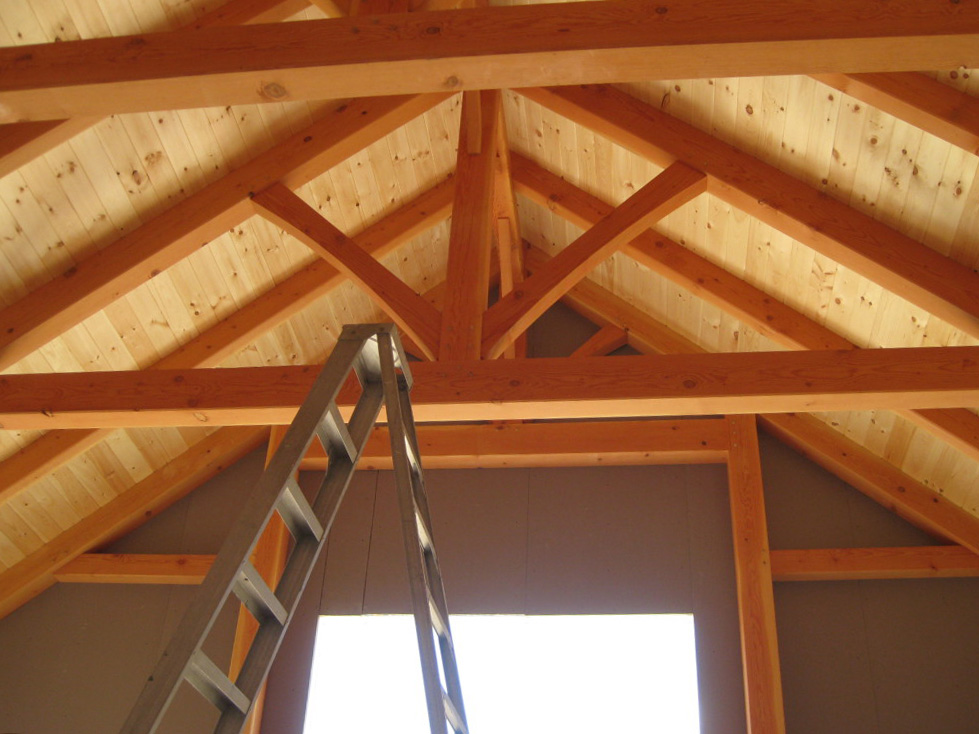 Interior of a timber frame structure